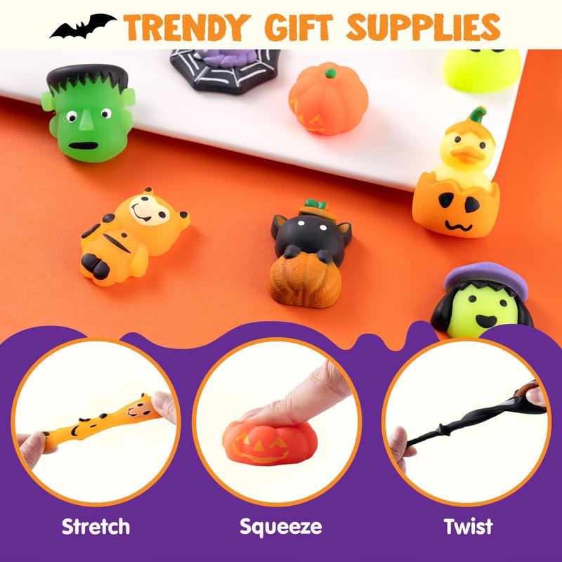 Halloween Mochi Squishy Toys, Halloween Toys for Halloween Party Favors, Halloween Sensory Stress Relief Toys Bulk, Trick or Treats Classroom Prizes Gifts Goodie Bag Fillers
