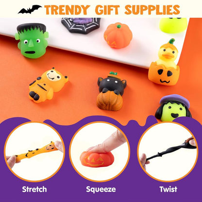 Halloween Mochi Squishy Toys, Halloween Toys for Halloween Party Favors, Halloween Sensory Stress Relief Toys Bulk, Trick or Treats Classroom Prizes Gifts Goodie Bag Fillers