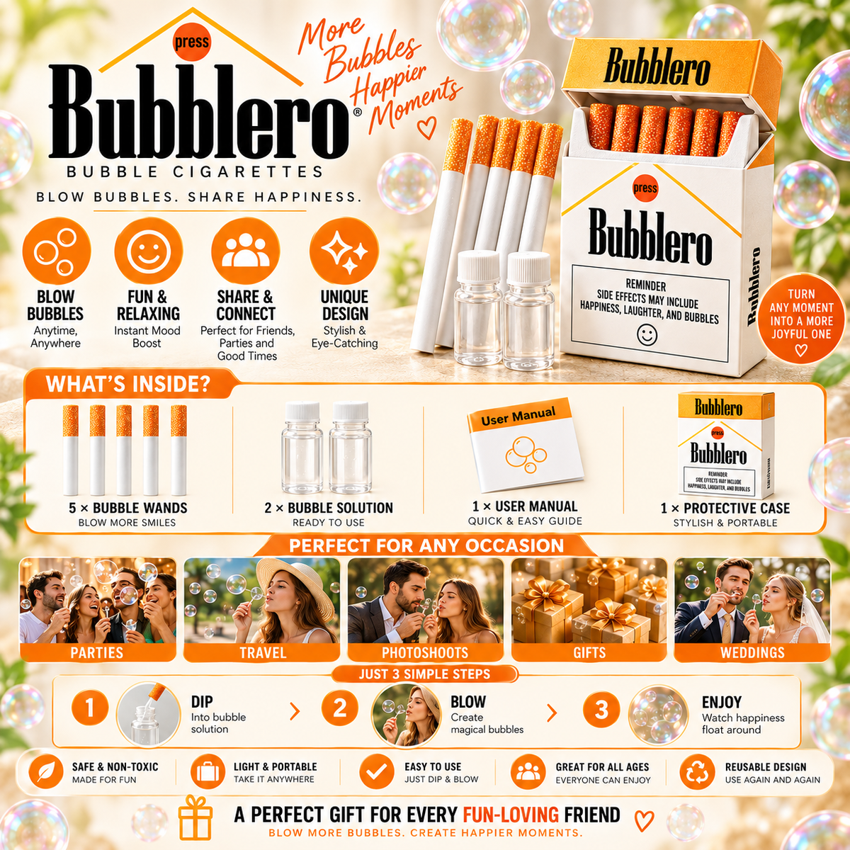 Realistic Fake Cigarette Bubble Blower